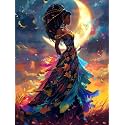 SKRYUIE 5D African Women Diamond Painting Kits - DIY Diamond Art Kits for Adults African Americans, Full Round Drill - Crystal Cross Stitch - Adults Craft for Wall &amp; Office Decor - 12x16 Inch q12