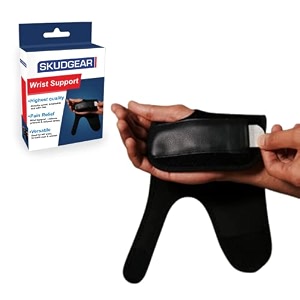 skudgear left wrist support brace with removable steel plate for sports injuries pain relief carpal tunnel splint wrap  palm support  thumb support men women  open fingertip compression gloves