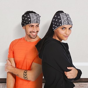 skudgear by 10 club great multipurpose headband workout sweatbands for men amp women black x white one size 1pc sports unisex hair band