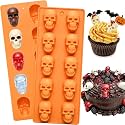 Skull Chocolate Molds, 2 Pack Halloween Skull Candy Molds 20 Cavity