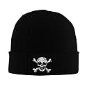 Skull and Crossbones Beanie Hats for Women Men, Funny Winter Warm Cozy Stretchy Knitted Cuffed Skeleton Cap