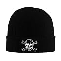 Skull and Crossbones Beanie Hats for Women Men, Funny Winter Warm Cozy Stretchy Knitted Cuffed Skeleton Cap