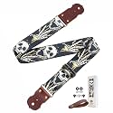 Skull Guitar Strap - Real Thick Cowhide Ends,Safe Durable,2in Wide Soft Skull Print Nylon Weave Adjustable Guitar Straps for Acoustic,Bass &amp; Electric Guitars,Guitarists Gift Set