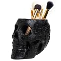 Skull Makeup Brush Holder, Pen Holder, Vanity, Desk, Office Organizer, Stationary, Decor Planter , Candy Bowl , Goth Decorations , Extra Large, Skulls Gothic Skull &amp; Bones Organizer Bathroom (Black)