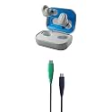 Skullcandy Grind & Line USB-C to C Cable/Wireless in-Ear Bluetooth Earbuds/Use with iPhone and Android/Charging Case and Microphone/Great for Gym and Gaming - Grey/Blue + 4ft Dark Blue/Green