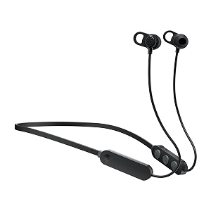 skullcandy jib in-ear wireless earbuds microphone splash resistant call track and volume control work with android and ios- black