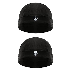 skullfit - helmet skull caps for men bike head caps hair inner helmet liner for bikers sweat wiking cooling skull cap for cycling summer helmet cap for men