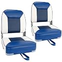 Skureay Boat Seats 2 Pack, Folding Fishing Boat Seat Low Back - Blue/White