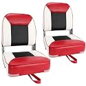Skureay Boat Seats 2 Pack, Folding Fishing Boat Seat Low Back - Red/White