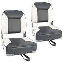 Skureay Boat Seats 2 Pack, Folding Fishing Boat Seat Low Back - Gray/White