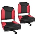Skureay Boat Seats 2 Pack, Folding Fishing Boat Seat Low Back - Black/Red