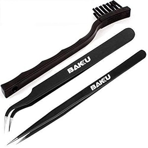sky- 3 in 1 esd anti static tweezers with brush for mother and pcb cleaning brush