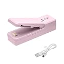 Portable 2-in-1 Mini Sealer, Magnetic Heat Seal with Cutter, USB Rechargeable for Packing Plastic Bags and Storing Food, Snacks, Chips Fresh for Longer, Pink