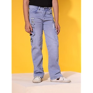 Sky Heights Boys Solid Cargo Jeans Mid