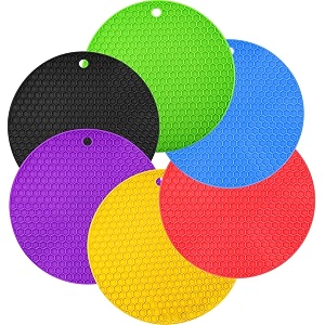 sky mall silicone trivet mats  pot holder mats  drying mat round pack of 6