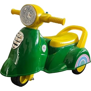 sky ride-on scooter for kids  yellow amp blue push ride-on bike with headlight  baby scooter for toddlers  sturdy plastic ride-on for indoor amp outdoor use  ages 13 years green