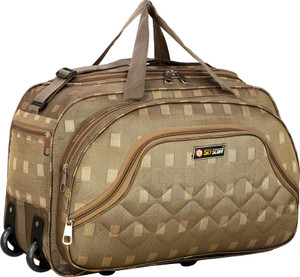sky script small check-in suitcase 4 inch 2 wheels - 65l unisex polyester travel suitcase bags with 2 wheels - brown
