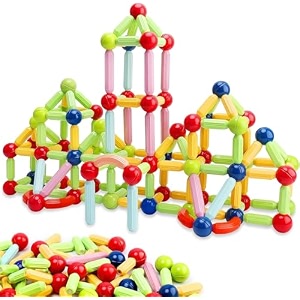 sky tech magnetic sticks building blocks for kids toys for girls  magnetic toys for boys age 3year 4 5 6 7 8 10 12 14 old educational stem learning magnet stick with balls game 64 pcs