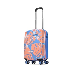 skybags lush printed cabin size hard case trolley bag pink-blue