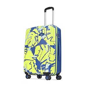 skybags lush printed medium size hard case trolley bag pink-blue
