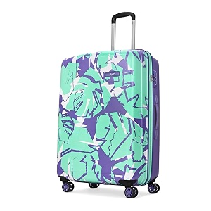skybags lush printed large size hard case trolley bag green-blue
