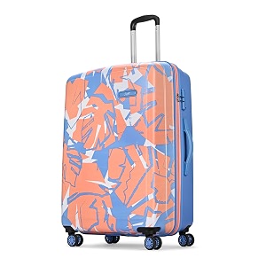 skybags lush printed large size hard case trolley bag pink-blue