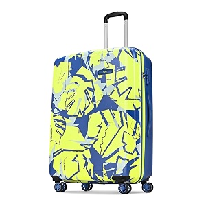 skybags lush printed large size hard case trolley bag lime-blue