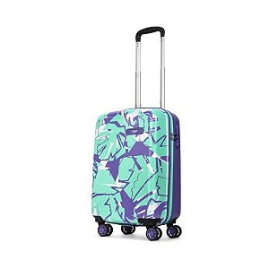 skybags lush printed cabin size hard case trolley bag green-blue