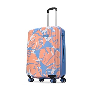 skybags lush printed medium size hard case trolley bag pink-blue
