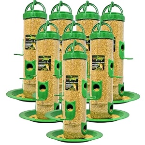 plastic large bird feeder  6 feed nozzles  30cm height  900gram food capacity  hanging feeder for balcony  food feeder  garden outdoor hanging cage  1 psc green