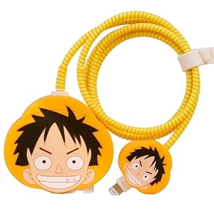 skycell charger case cover with full cable protector 3d cute pattern compatible for iphone charger only 18w amp 20w iphone 16iphone 13iphone 15iphone 14 yellow luffy