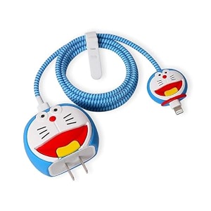 skycell charger case cover with full cable protector 3d cute pattern compatible for iphone charger only 18w amp 20w iphone 16iphone 13iphone 15iphone 14 blue doraemondoremon