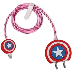 skycell charger case cover with full cable protector 3d cute pattern compatible for iphone charger only 18w amp 20w iphone 16iphone 13iphone 15iphone 14 red amp while captain america