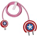 SKYCELL Charger Case Cover with Full Cable Protector 3D Cute Pattern Compatible for iPhone Charger Only 18W &amp; 20W iPhone 16,iPhone 13,iPhone 15,iPhone 14 (Red &amp; While Captain America)