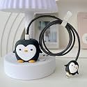 SKYCELL Charger Case Cover with Full Cable Protector 3D Cute Pattern Compatible for iPhone Charger Only 18W &amp; 20W iPhone 16,iPhone 13,iPhone 15,iPhone 14 (Black Penguin)