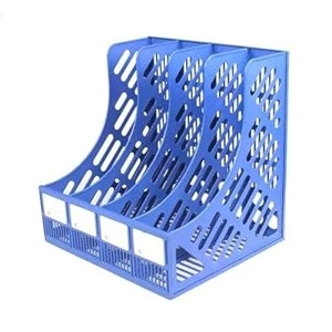 plastic file holder office desk table top for files documents books notebooks shelf organizer literature magazine paper document folder tray sorter rack cabinet large blue