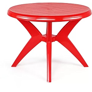 skyglamour cello presto round plastic dining table 4 seater plastic dining table for home garden cafe indooroutdoor use colorcoke red