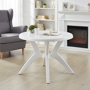 skyglamour supreme marina plastic table 4 seater round plastic dining table for home dining room set garden restaurant indooroutdoor use colormilky white pack of 1