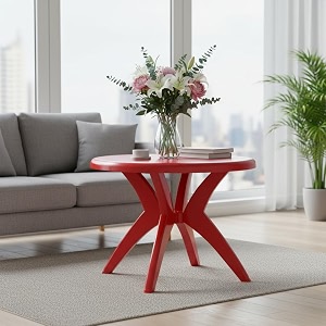 skyglamour supreme marina plastic dining table for indoor and outdoor usecolor red qnt1 pc