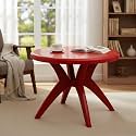 SkyGlamour Supreme Marina 4 Seater Round Plastic Table for Indoor/Outdoor Use (Color: Reddish Brown; Qnt: 1 Pc.)