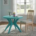 SkyGlamour Supreme Marina Round Plastic Dining Table| 4 Seater Plastic Table for Home, Garden, Cafe, Indoor/Outdoor Use (Color: Aqua Blue)