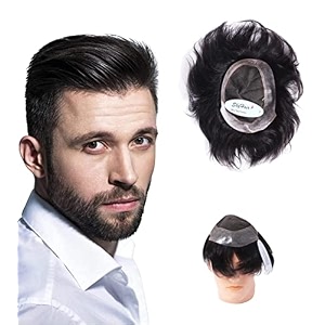 skyhair 003 mm pu thin front australian hair patch for men 100 remy human hair wig natural front hairline toupee premium system  install with hair patch glue tape or clips natural black 10x7