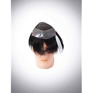 skyhair 003 mm pu thin front australian hair patch for men 100 remy human hair wig natural front hairline toupee premium system  install with hair patch glue tape or clips natural black 9x6