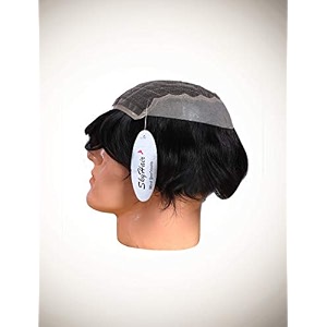 skyhair 003 mm ultra thin swiss lace q6 hair patch thin and fine lace system 100 silky smooth remy human hair wig undetectable front hairline scalp proper ventilation natural black 9x6 high density
