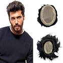 SkyHair 2 Layer PREMIUM MONO Hair Patch for Men (Skin Friendly Series), 100% Human Hair Wig, Durable Men's Hair Toupee Can Be Installed with Hair Patch Clips, Glue or Tape, 7x5, Dark Brown