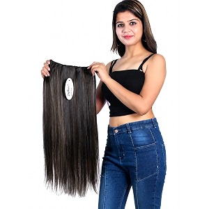 skyhair 5 clips based straight premium matte hair extensions  instant volume and length clip in volumizer for women and girls  hair length 26 inches  brown with golden highlights