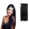 SkyHair 5 Clips based Straight PREMIUM Matte Hair Extensions | Instant Volume and Length Clip In Volumizer for Women and Girls | Hair Length: 26 Inches (Matte Black 2)