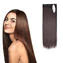 SkyHair 5 Clips based Straight PREMIUM Matte Hair Extensions | Instant Volume and Length Clip In Volumizer for Women and Girls | Hair Length: 26 Inches |, Dark Brown