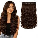 SkyHair 5 Clips Based BROWN Curly/Wavy PREMIUM Matte Finish Hair Extensions | Instant Volume and Length Clip In Volumizer for Women and Girls |
