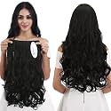 SkyHair 5 Clips Based NATURAL BLACK Curly/Wavy PREMIUM Matte Finish Hair Extensions | Instant Volume and Length Clip In Volumizer for Women and Girls |